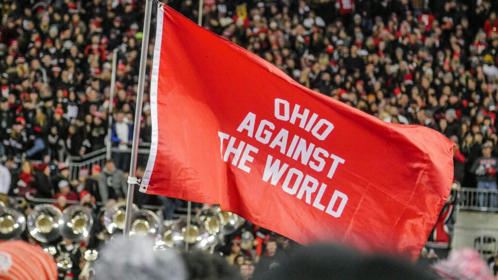 Infographic of a flag that says "Ohio Against The World"