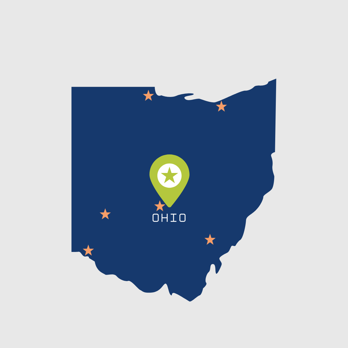 Infographic Map of Ohio with Retirement Destinations Marked